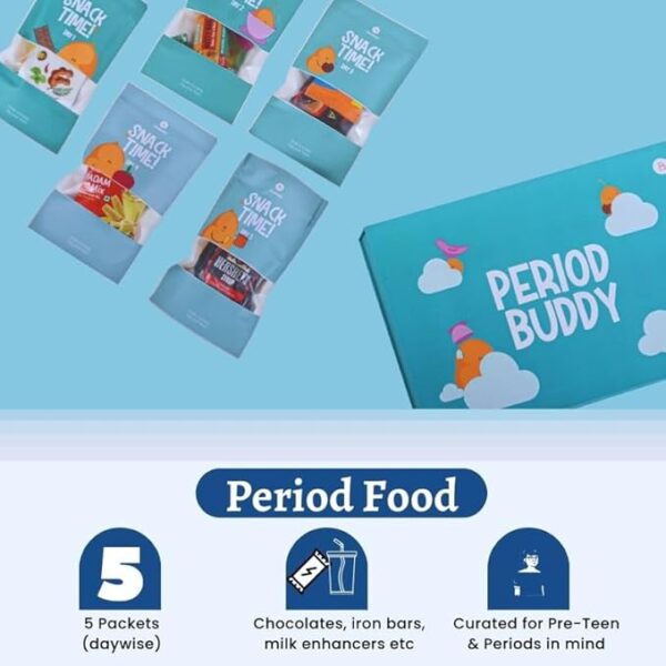 PeriodBuddy™ First Period Kit - Sanitary pads, Period Hygiene, Period Food, Period Tracker, Period Organizer, Period Diary, Best Gift Box For First Menstruation (Inorganic Pads, Without Book) - Image 4