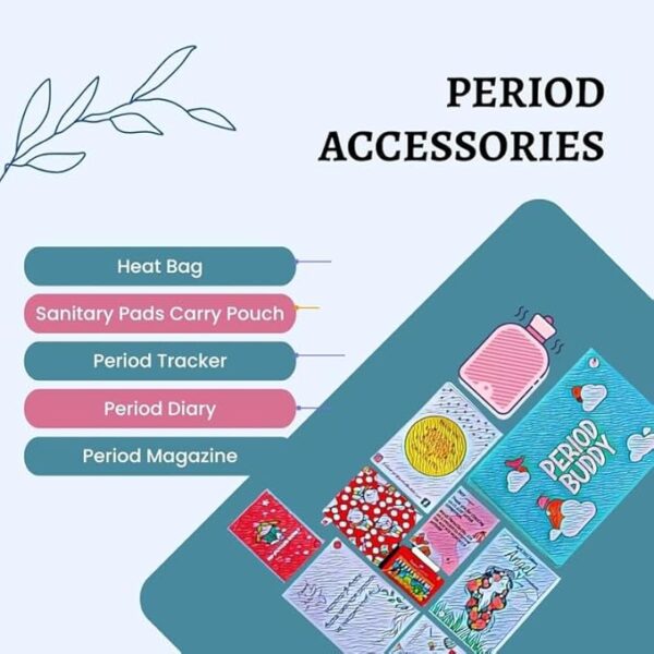 PeriodBuddy™ First Period Kit - Sanitary pads, Period Hygiene, Period Food, Period Tracker, Period Organizer, Period Diary, Best Gift Box For First Menstruation (Inorganic Pads, Without Book) - Image 3